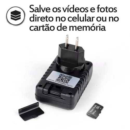 Carregador Espião com Câmera Espiã e Sensor de Presença