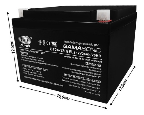 Imagen 1 de 1 de Batería Gel Ciclo Profundo 12v 24ah