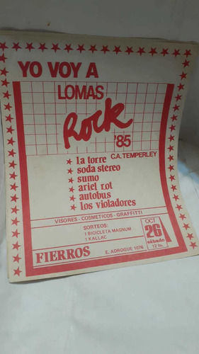 Yo Voy A Lomas Rock Mini Afiche 1985 Soda Stereo,sumo, Viola