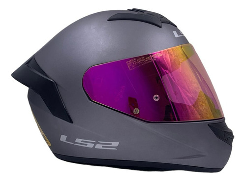 Casco Integral Ls2 Ff352 Gris Mate Spoiler Y Visera Pink