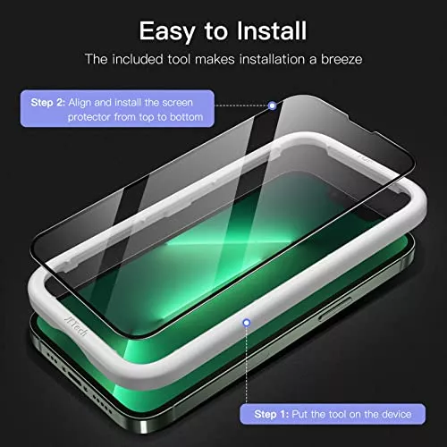 JETech Protector de pantalla compatible con iPhone 13 Pro Max de 6.7  pulgadas, película de vidrio templado, paquete de 3