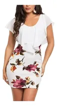 Comprar Vestido Ajustado Elegante Con Estampado Floral Y Volantes