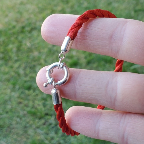 Imagen 3 de 10 de Pulsera Plata Hilo Seda Rojo Con Marinero