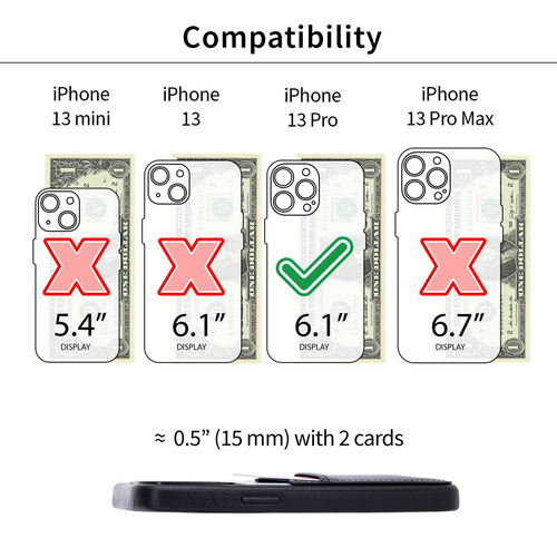 Tarjetero Dockem De Piel Auténtica Para iPhone 13 Pro [negro