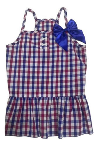 Vestido A Cuadros Para Mascota (cachorra) Zoopet Azul Cuadros