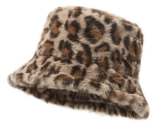 Sombrero De Pescador De Felpa Con Estampado De Leopardo Para