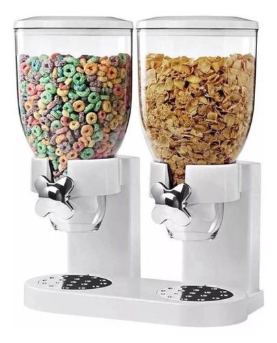 Dispensador 3,4 L Doble Cereal Granos Dulces Frutos Secos Color Blanco