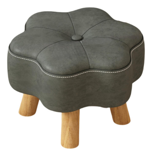 Taburete Pequeño Para Pies, Asiento Acolchado, Con Gris