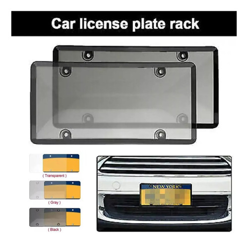 Par De Cubre Placa Automotriz Micas Trasparentes Universal Gris