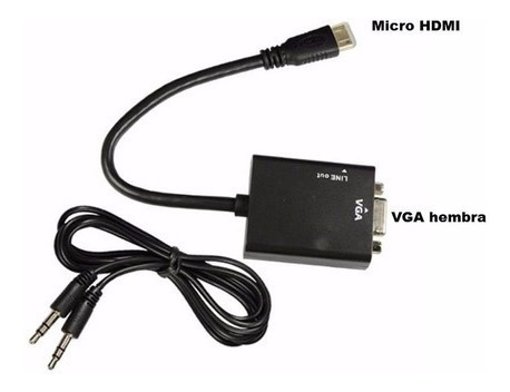 Puntotecno - Adaptador Micro Hdmi A Vga Con Audio