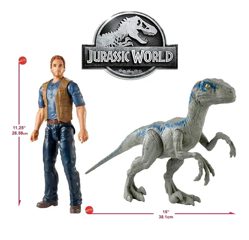 2 Figuras Owen Grady Y Velociraptor Blue Jurassic World