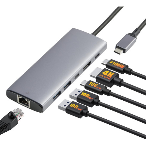 Bmart Basics 6-in-1 Usb-c 3.2 (10g) Hub, 1 Usb-c 100w Pd