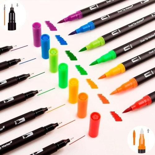 Art Markers Canetas Con Doble Pincel, 120 Núcleos