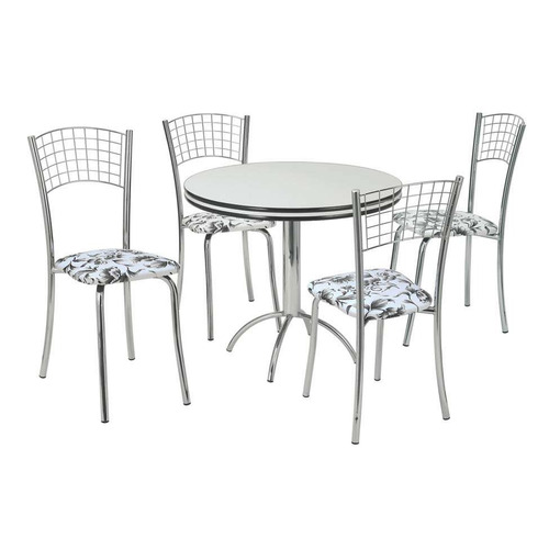 Conjunto De Mesa Com 4 Cadeiras Tulipa Corino Cromado