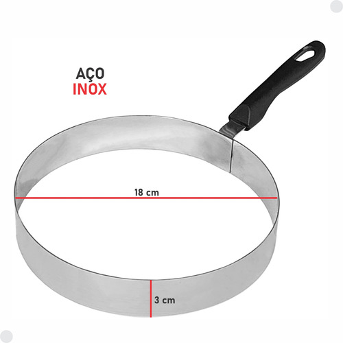 2 Aro Redondo Molde Modelador 18cm Tapioca Omelete Ovos Inox