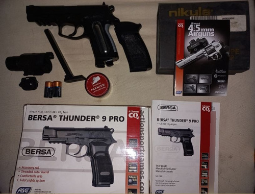 Pistola Asg Bersa Thunder 9 Pro 4,5mm+mira Laserluz+balines 
