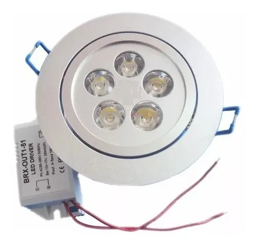 Pack X5 Focos De 5w Luz Fria Embutidos
