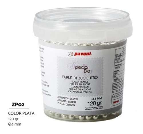 Zp02 Perlas De Azúcar  Plata  Ø 4 Mm 120 Gr