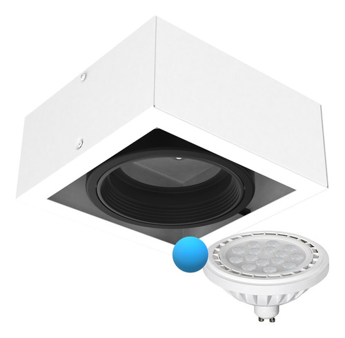 Aplique Techo Blanco Led Box 1 Spot Cardanico Ar111+ Lampara