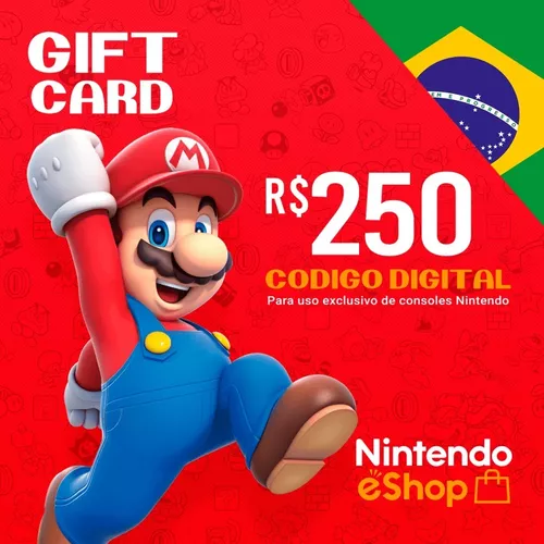 Cartão Nintendo Switch Eshop Card Brasil R$ 250 Reais