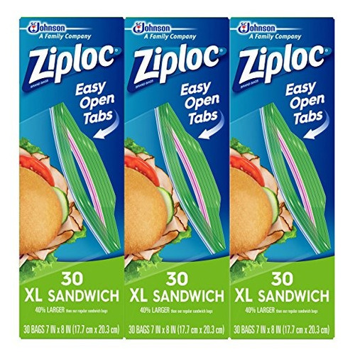 Ziploc Sandwich Bolsas, Xl, 90 Conteo