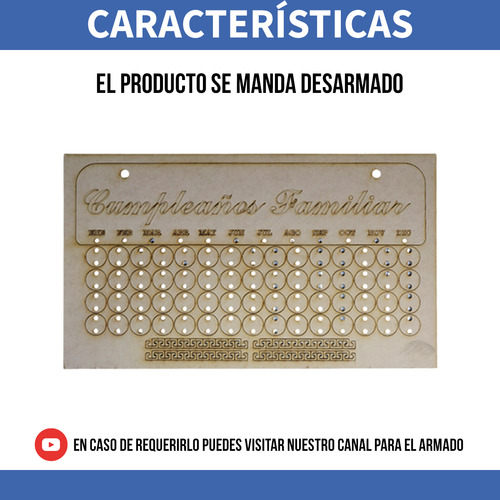 Calendario De Cumpleaños Familiar Mdf 3 Mm 60 Cumpleaños