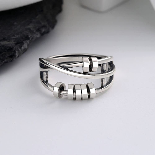 Anillo De Alivio De Ansiedad - Anillo Giratorio De Plat...