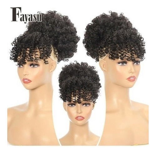 A Afro Hair Bun Extensión Cola De Caballo Con