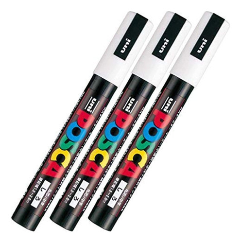 Uni Posca Paint Marker Pen Pc-5m, Punta Media, Tinta Blanca