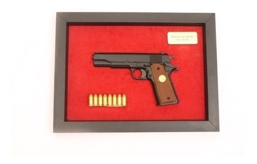 Quadro Decorativo Modelo Pistola Colt Preta Réplica