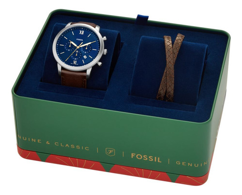 Reloj Fossil Hombre Fs6018set Marrón Plateado Azul