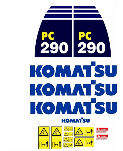 Kit Adesivos Compatível Komatsu Pc290 Completo + Etiquetas Cor Adesivo Escavadeira Pc 290