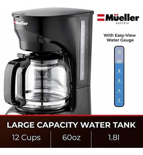 Cafetera Mueller De Goteo De 12 Tazas Sistema Inteligente