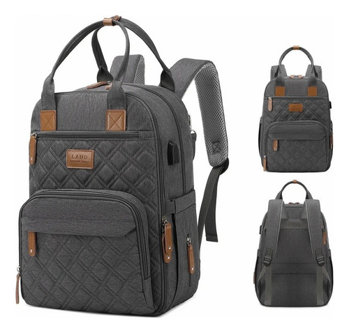 Mochila Land Luxury Com Usb Cor Cinza-escuro