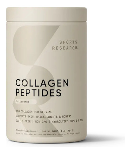 Collagen Peptides Sports Research Sin Sabor Colageno 454g