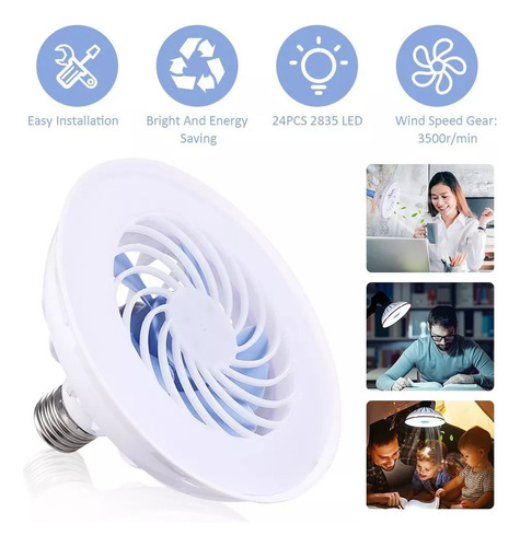 Lámpara Ventilador De Techo Pequeña Led Ajustable E27 6w