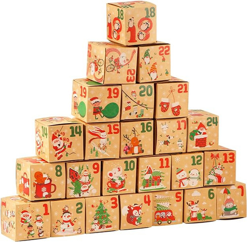 24 Cajas De Calendario De Adviento De Navidad Papa Noel Muñe