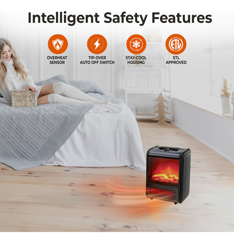 Mini Calentador Eléctrico Chimenea Llama 3d Cuerpo Fresco