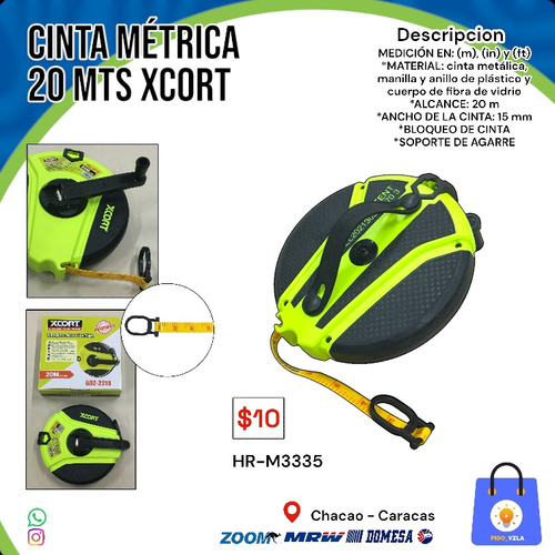 Cinta Métrica De 20 Mts Marca Xcort 