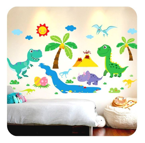 Vinil Decorativo Habitación Dinosaurios Para Pared Niños