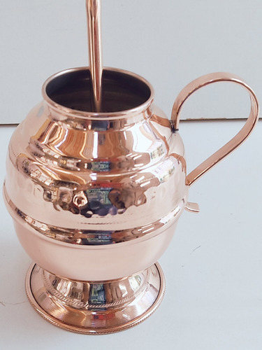 Imagen 6 de 6 de Mate De Cobre 99.99%+ Bombilla De Cobre Artesanía Chilena