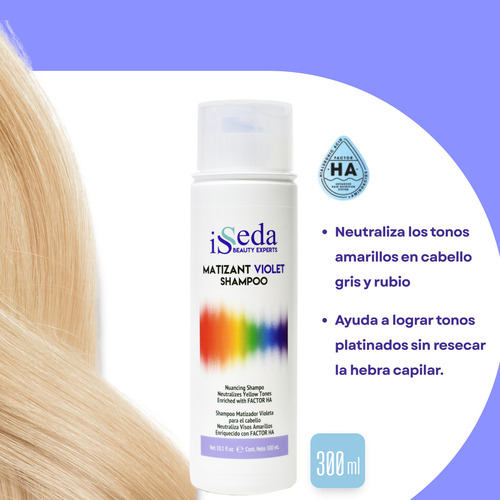 Shampoo Matizador Neutraliza Visos Amarillos 300ml Isseda