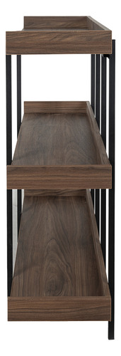 Librero Moderno Alto De 3 Niveles Librero Organizador Color Toscana / Negro