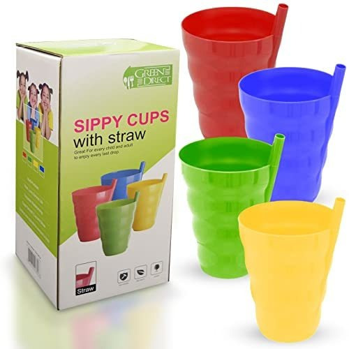 Copa Directa Verde Con Paja 10 Oz. Vaso De Plástico Con Cons