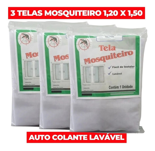 Imagem 2 de 10 de 3 Tela Mosquiteiro Para Janelas 1,20 X 1,50 M Velcro Lavável