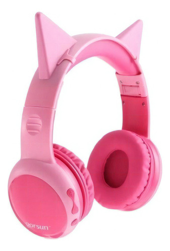 Auriculares Niños Protección Auditiva Orejas Gato Bluetooth Color Rosa