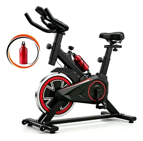 Bicicleta de Spinning Rush Profissional Vermelha com Display LED e Suporte até 120 kg