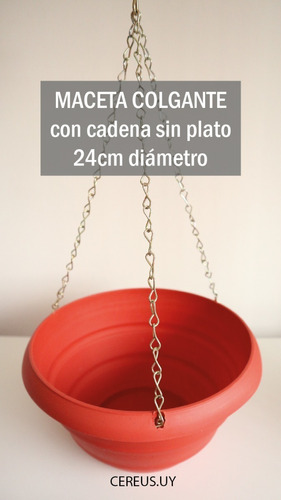 Maceta Colgante Con Cadena, 24cm De Diámetro 