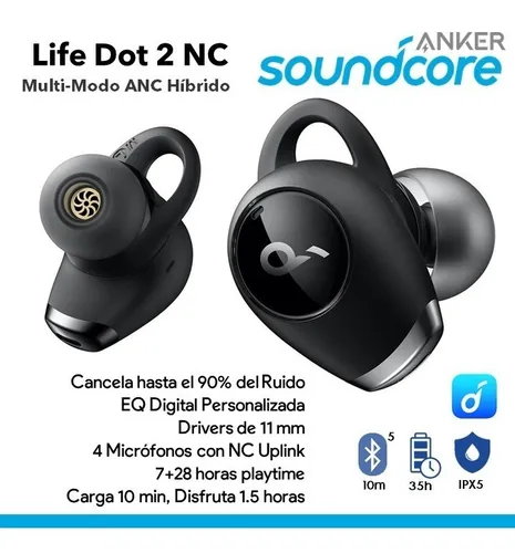 Aud fonos Bluetooth Anker Soundcore Life Dot 2 Nc Hybrid Anc