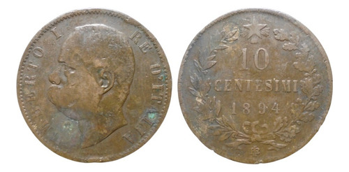 Nvs-moneda Italia 10 Centesimi 1894 - Rt2#2 (Usado)